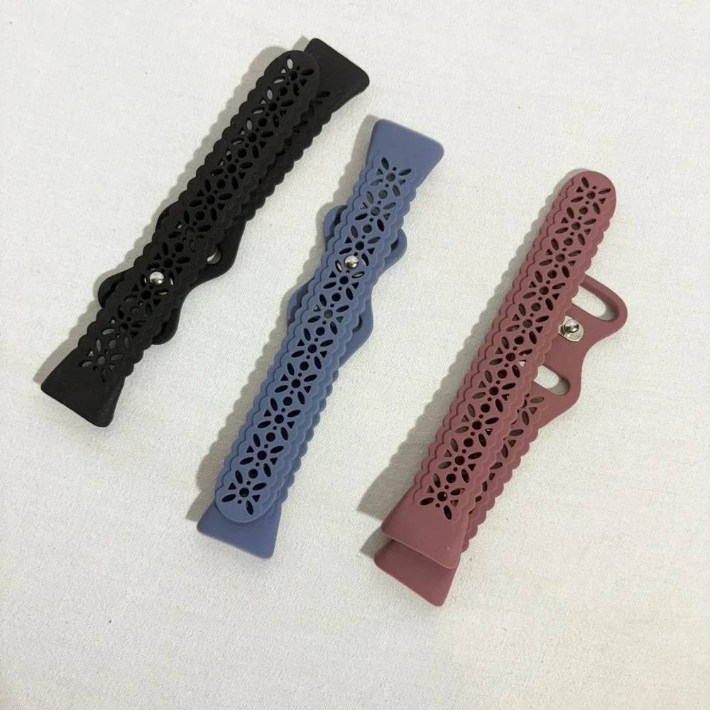 3 Pack Band Compatible w/ Fitbit Charge 3/4 Floral Lace Silicone Black Blue Rose